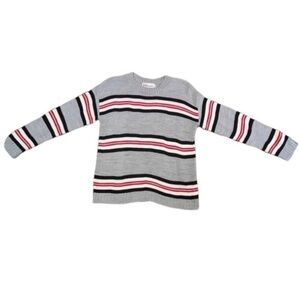 Cotton Emporium Blue And Grey Knit Striped Sweater Size L